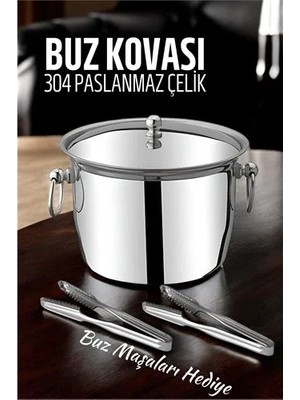 Renas Store Buz Kovası 304 Paslanmaz Çelik ve Buz Maşası Seti Buz Termosu 721563