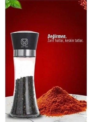 Renas Store Alastair Serisi Cam Manuel Gurme Karabiber ve Tuz Öğütücü 18 cm Paslanmaz Çelik Materyal 722918