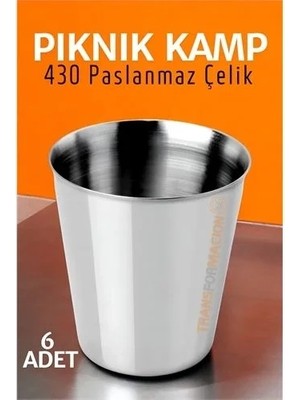 Renas Store Paslanmaz Çelik Bardak Seti Kamp Piknik Bardağı 6 Adet  721504