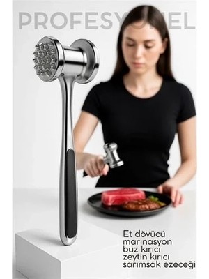Renas Store Et Dövücü Tokmağı Profesyonel Paslanmaz Çelik Marinasyon Çekici & Zeytin Kırıcı - 22 cm 722521