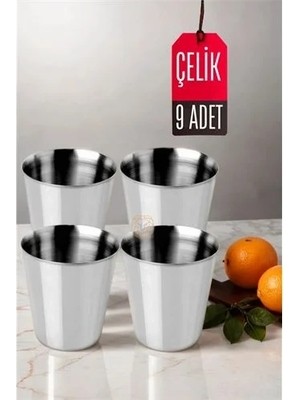 Renas Store 9 Lu Paslanmaz Çelik Bardak – Kamp, Piknik ve Mutfak Için Dayanıklı Metal Bardak 720530
