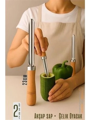 Renas Store Oyacak - 2 Li Set Dolmalık Kabak ve Biber Patlıcan Oyacağı 304 Paslanmaz Çelik 722022