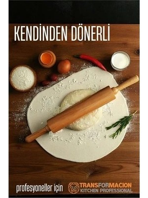 Renas Store Dönerli Ahşap Merdane Hamur Açma Merdanesi - Mutfak Merdanesi 721902