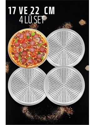Renas Store Delikli Pizza Lahmacun Tepsisi Çelik 17 ve 22 cm 4 Lü Set 721570