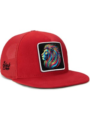 BlackBörk Hip Hop Kids Aslan Logolu Kırmızı Çocuk Trucker Şapka