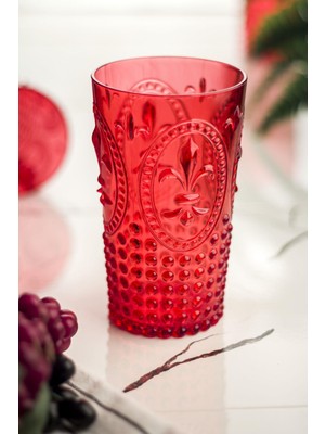 Akrilik Kırmızı Tekli Uzun Bardak & Su Meşrubat Bardağı 750 ml ( Büyük Boy & Cam Değildir )