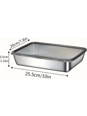 Renas Store Çok Amaçlı Paslanmaz Çelik Fırın ve Saklama Kabı (25X20X5 Cm)