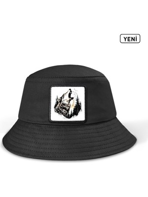 BlackBörk Kurt Logolu Bucket Siyah Şapka