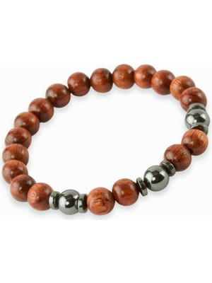 Hematit Bambu Ahşap Bileklik 8 mm