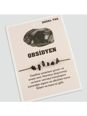 Obsidyen Doğaltaşlı Ip Bileklik