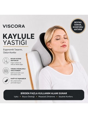 Viscora Kaylule Yastığı – Şekerleme ve Nap Yastığı, Boyun, Kol ve Yüz Destekli Ergonomik Dinlenme Yastığı