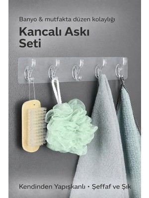 Yenilig Kendinden Yapışkanlı Kancalı Askı Seti | Delmeden Montaj & Güçlü Tutucu Organizer Şeffaf