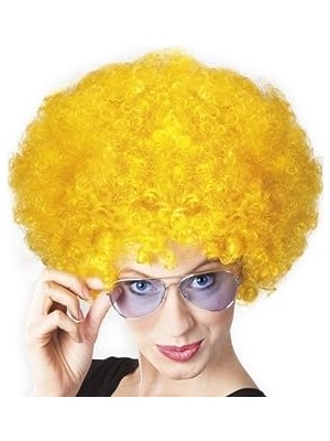 Belirtilmemiş STOK234190741 Parti Aksesuar Sarı Renk Kıvırcık Afro Bonus Peruk