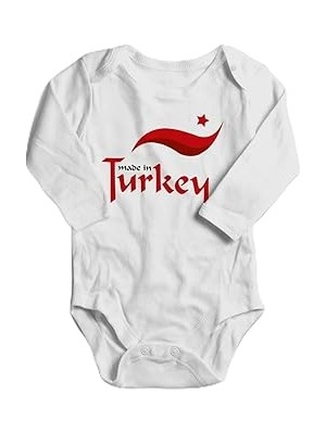 Belirtilmemiş Unisex Bebek Beyaz Made In Turkey Yazılı Zıbın 1140-LMN