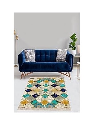 Belirtilmemiş Pelangi Osmanlı Motif Baskılı Yıkanabilir Kaymaz Taban Halı, Bej 160 x 240