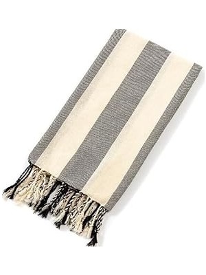 Belirtilmemiş Striped Peştemal Banyo Havlusu Plaj Havlusu Siyah