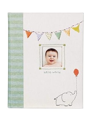 Belirtilmemiş C.r. Gibson 'hello World' Ilk 5 Yıl Bebek Anı Defteri, Fil Desenli, Unisex