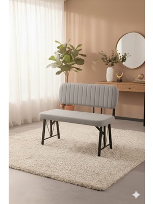 Parlazonhome Elfin Mutfak , Yemek Odası Bahçe Balkon Otel Restoran Kafe Bench, Puf, Sırtlı Bench -1 Adet Gri
