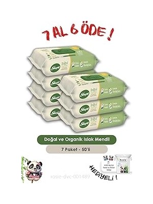 Belirtilmemiş Sleepy 7 Al 6 Öde Doğal Organik Islak Mendil 50 Adet Rosie