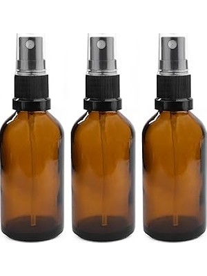 Belirtilmemiş 50ML Amber Yuvarlak Boş Cam Şişe Siyah Sis Spreyi Üstü Kapaklı | Doldurulabilir | Uçucu Yağlar I