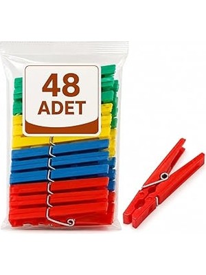 Belirtilmemiş 48 Adet Mandal Klasik Çamaşır Mandalı Plastik
