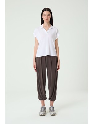Louren Yakalı Rahat Kumaş T-Shirt W741