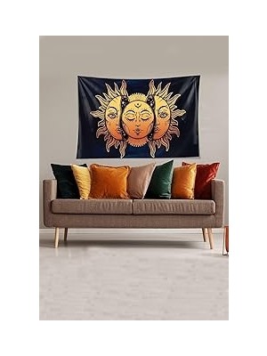 Belirtilmemiş Pelangi Lacivert Güneş Ay Tutmaz Kadife Kumaş Duvar Örtüsü Duvar Halısı Tapestry YWLL383, 7