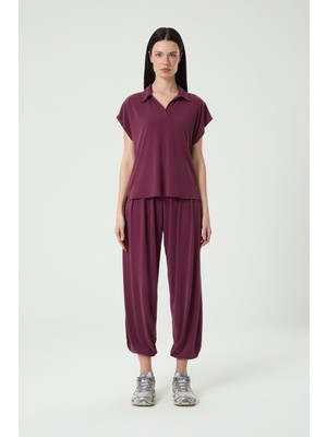 Louren Yakalı Rahat Kumaş T-Shirt W741