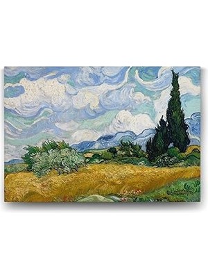 Belirtilmemiş Vincent Van Gogh - Selvi Ağaçlı Buğday Tarlası Tablosu - 60X40CM