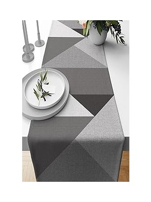 Belirtilmemiş Viva 40X140CM Masa Örtüsü Tutmaz Tay Tüyü Dokuma Kumaş Runner Geometrik RNR392