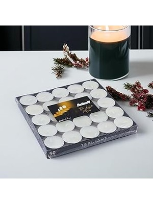 Belirtilmemiş Tealight Mum 50X6 gr Dekoratif Mumu Kandil Hediyelik Fitilli Mumluk Şamdan Krem Renk Kokusuz