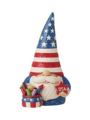 Belirtilmemiş Enesco Jim Shore Heartwood Creek Vatansever Cüce Sepeti Heykelcik, 7,5 Inç, Çok Renkli
