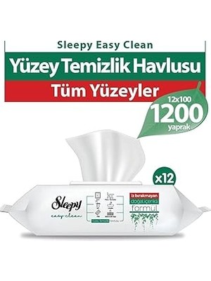 Belirtilmemiş Sleepy Easy Clean Yüzey Temizlik Havlusu 100' Lü x 12 Adet