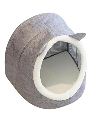 Belirtilmemiş Katlanabilir Keçe Evi Yuvası Peluşlu Pet Yatağı (Gri)