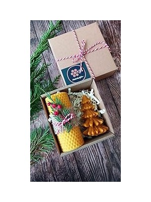 Belirtilmemiş Petekoğlu Doğal Petek Balmumu Mum Hediyelik Mini Set Sarma Balmumu Çam Ağacı Beeswax Candle