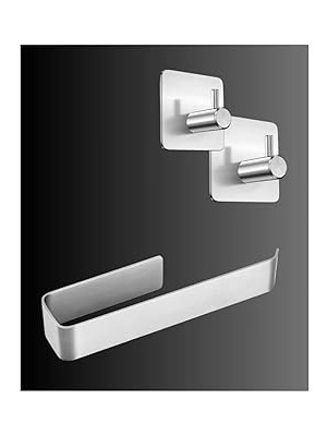 Belirtilmemiş Deltahome Paslanmaz Çelik Yapışkanlı Havluluk 27CM - 2 Adet Banyo Askısı Havlulu Askısı Set Inox