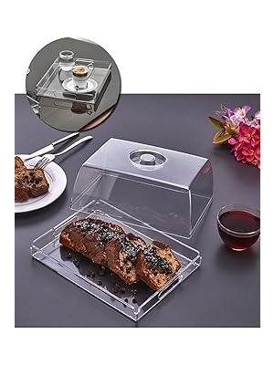Belirtilmemiş Şık Kristal Kek Fanusu Tutma Saplı 28 cm x cm | Ikramlık Sunumluk (Dikdörtgen)