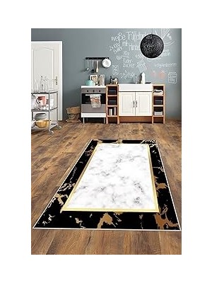 Belirtilmemiş Pelangi Beyaz Gök Temalı Gold Yıkanabilir Kaymaz Taban Tutmaz Salon Halısı Yolluk, B