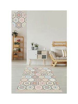 Belirtilmemiş Pelangi Bej Kaymaz Taban Salon Halı, Bej 120 x 180