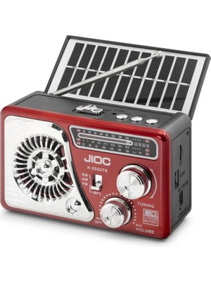 Belirtilmemiş Nostaljik Bluetooth Fm Radyo Tws USB Tf Aux Solar Şarjli El Fenerli Kamp Hoparlör H532UTS