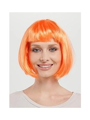 Belirtilmemiş Küt Parti Peruğu Kısa Takma Saç, Tek Ebat, SMR-0584-0360AVNMUSTRAN, Turuncu