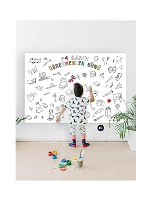 Belirtilmemiş Postermanya (PSTER21290) 24 Kasım Öğretmenler Günü Dev Boyama Kağıdı, Çocuklar Için Aktivite Boyama