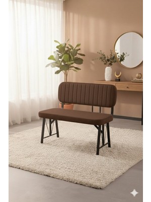Parlazonhome Elfin Mutfak , Yemek Odası Bahçe Balkon Otel Restoran Kafe Bench, Puf, Sırtlı Bench -1 Adet Kahverengi
