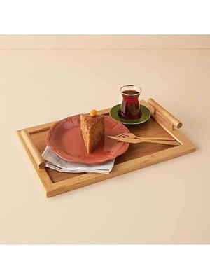Belirtilmemiş Majestic Bambu Dikdörtgen Kulplu Tepsi - Sunumluk Servis Tepsisi