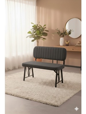 Parlazonhome Elfin Mutfak , Yemek Odası Bahçe Balkon Otel Restoran Kafe Bench, Puf, Sırtlı Bench -1 Adet Antrasit