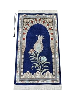 Belirtilmemiş Ihvan Online Osmanlı Kemer Mihraplı Lale Motifli Şönil Seccade Lacivert
