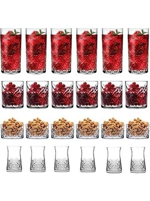 Belirtilmemiş Pasabahce Timeless 24 Parça Meşrubat Su - Çerezlik Çay Bardağı Seti Çeyizlik Seti 545BEST4449833