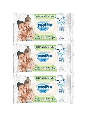 Belirtilmemiş Molfix Islak Havlu Mendil Izotonik Ferah Temizlik 3 Lü Set 60 Yaprak Plastik Kapaklı