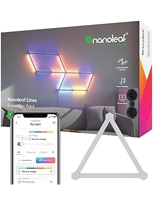 Belirtilmemiş Nanoleaf Lines 60 Derece Genişletme Paketi, 3 Adet Ek Akıllı Rgbw LED Işık Çubuğu – Modüler Wi-Fi D