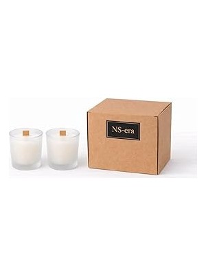 Belirtilmemiş Dekoratif Sandal Ağacı Kokulu Ahşap Fitil 40 ml Kutulu Hediyelik Mum Buzlu Şat Bardak 2'li Set Mum